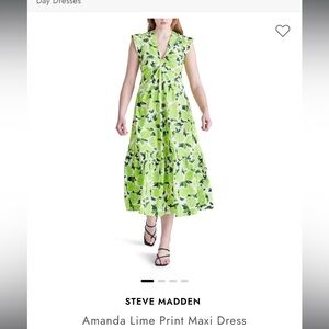 Steve Madden Size M Amanda Lime Print Maxi Dress